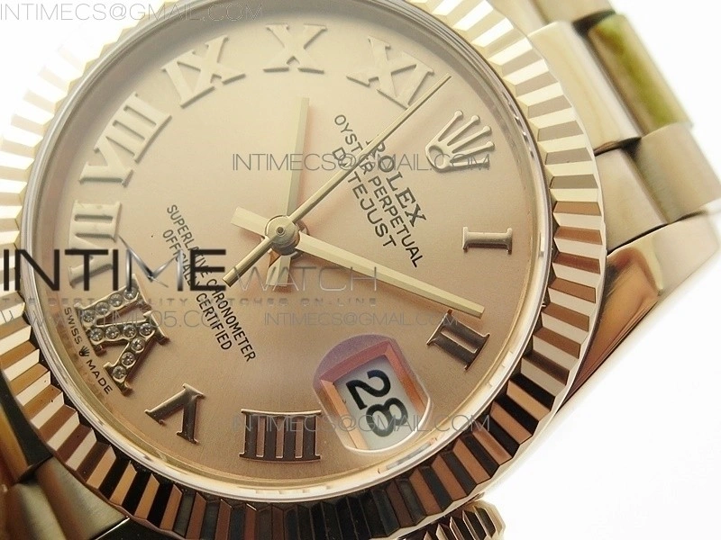Datejust 31mm 278275 RG BP Best Edition RG Roman Markers Dial @6 Dia on RG President Bracelet