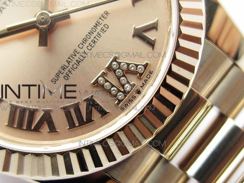 Datejust 31mm 278275 RG BP Best Edition RG Roman Markers Dial @6 Dia on RG President Bracelet