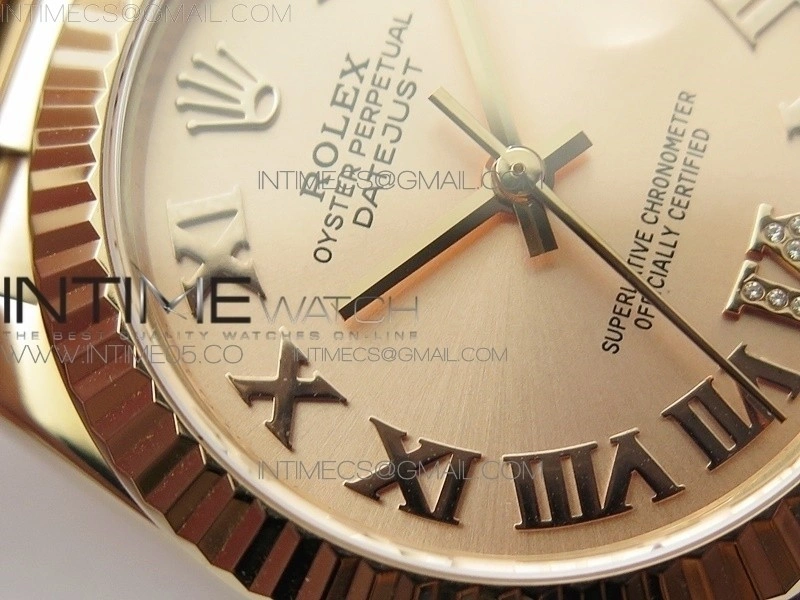 Datejust 31mm 278275 RG BP Best Edition RG Roman Markers Dial @6 Dia on RG President Bracelet