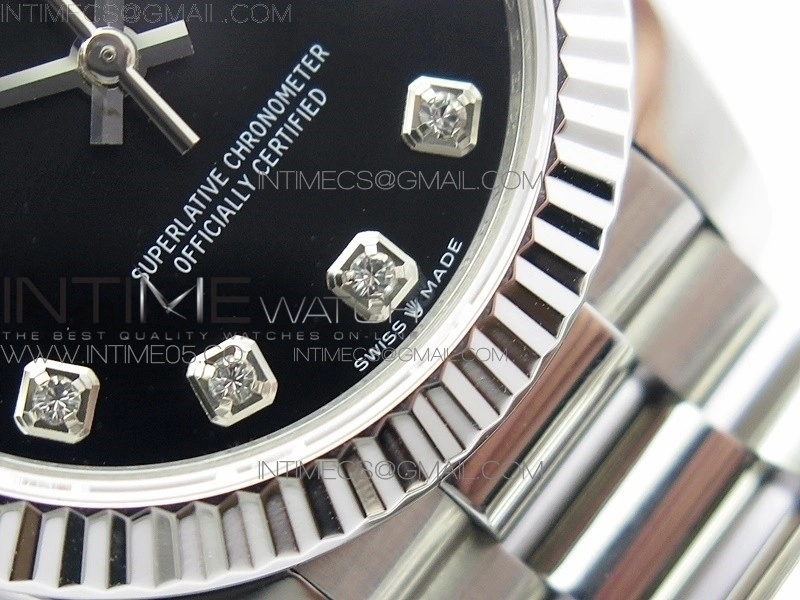 Datejust 31mm 278275 SS BP Best Edition Black Crystals Markers Dial on SS President Bracelet