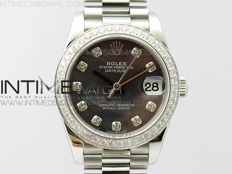 Datejust 31mm 278275 SS Crystal bezel BP Best Edition Gray MOP Dial on SS President Bracelet