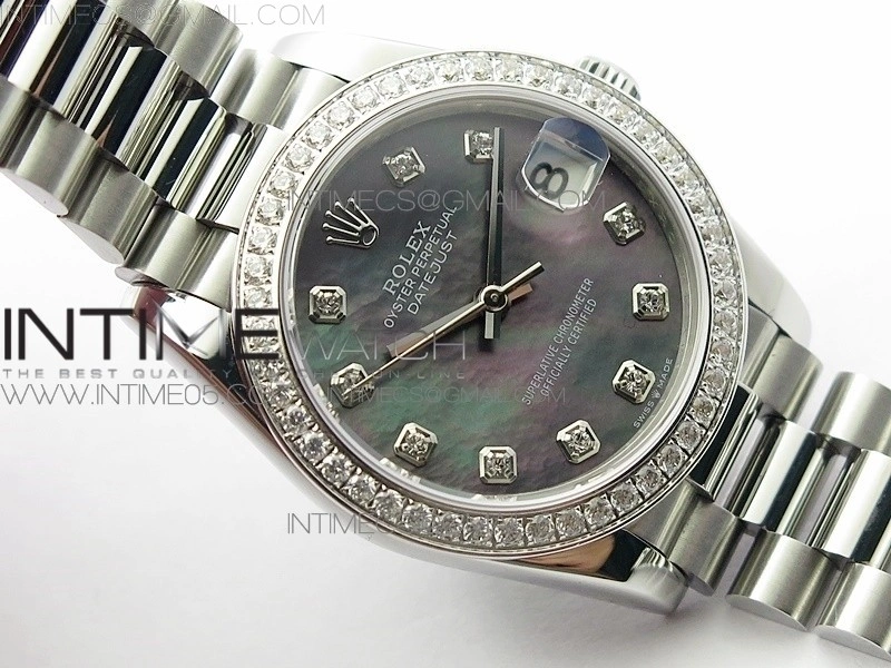 Datejust 31mm 278275 SS Crystal bezel BP Best Edition Gray MOP Dial on SS President Bracelet