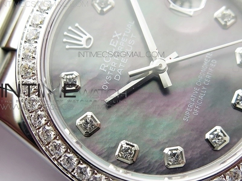 Datejust 31mm 278275 SS Crystal bezel BP Best Edition Gray MOP Dial on SS President Bracelet