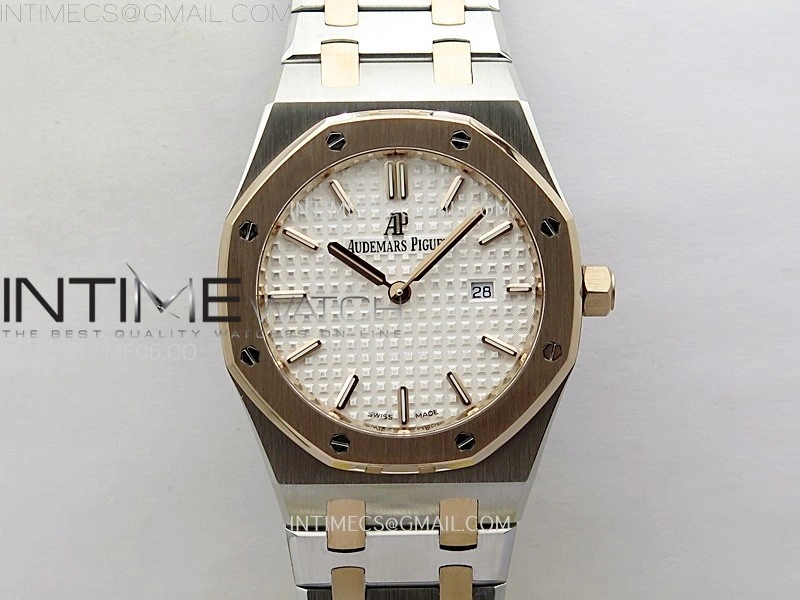Lady Royal Oak 33mm 67651 SS RG ZF 1:1 Best Edition Silver Textured Dial on SS Bracelet RONDA Quartz
