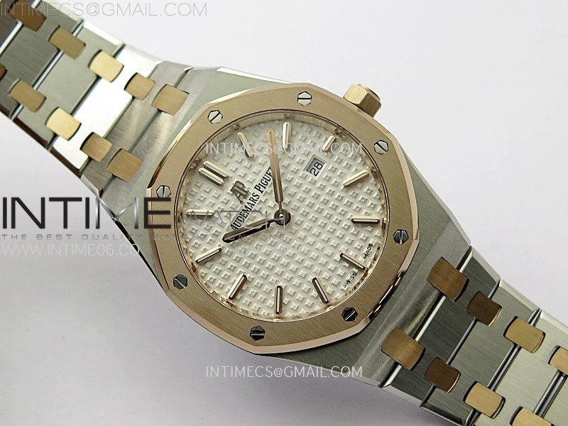 Lady Royal Oak 33mm 67651 SS RG ZF 1:1 Best Edition Silver Textured Dial on SS Bracelet RONDA Quartz