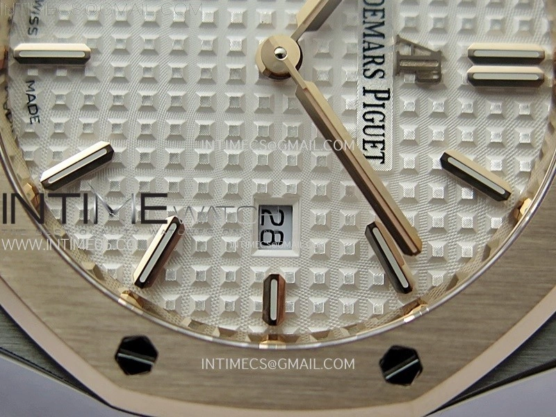 Lady Royal Oak 33mm 67651 SS RG ZF 1:1 Best Edition Silver Textured Dial on SS Bracelet RONDA Quartz