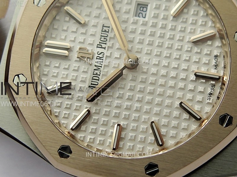 Lady Royal Oak 33mm 67651 SS RG ZF 1:1 Best Edition Silver Textured Dial on SS Bracelet RONDA Quartz