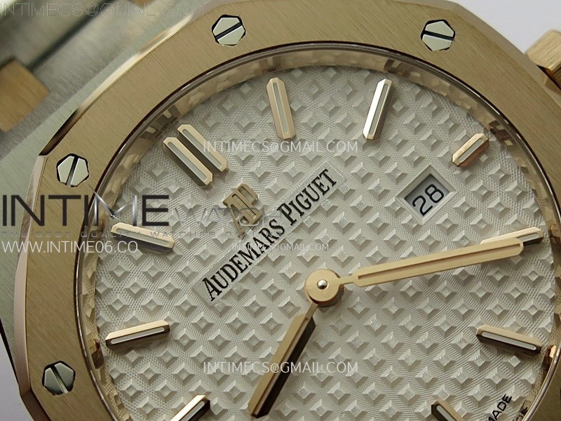 Lady Royal Oak 33mm 67651 SS RG ZF 1:1 Best Edition Silver Textured Dial on SS Bracelet RONDA Quartz