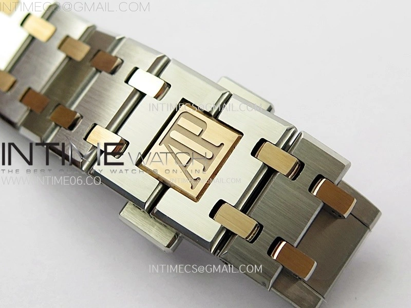 Lady Royal Oak 33mm 67651 SS RG ZF 1:1 Best Edition Silver Textured Dial on SS Bracelet RONDA Quartz