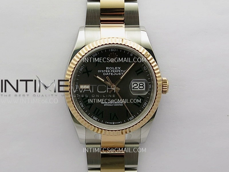 DateJust 126233 36mm 904L SS RG AR+F 1:1 Best Edition Gray Dial Roman Marker On Oyster Bracelet DD3235