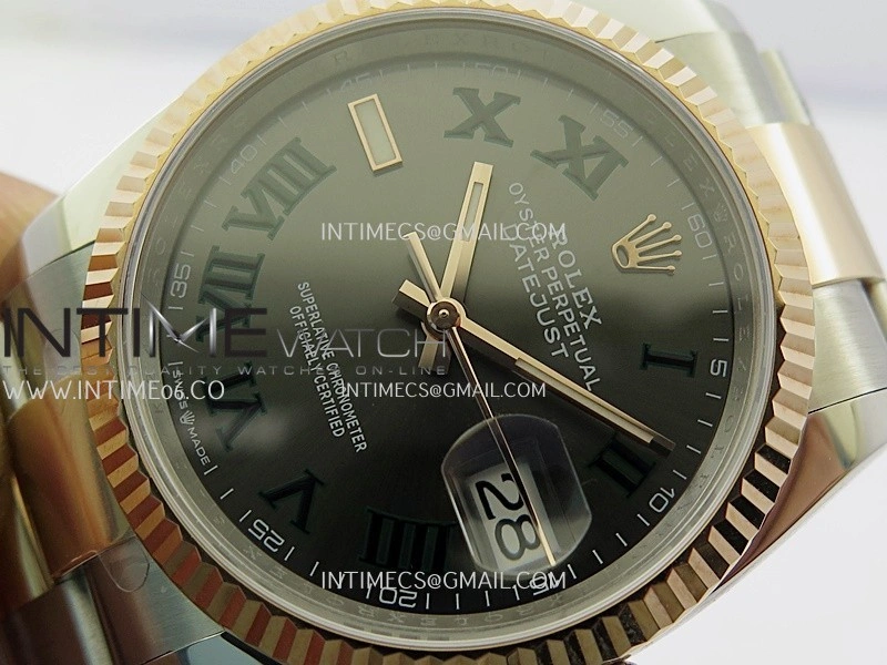 DateJust 126233 36mm 904L SS RG AR+F 1:1 Best Edition Gray Dial Roman Marker On Oyster Bracelet DD3235