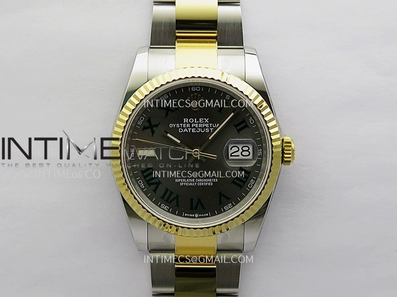 DateJust 126233 36mm 904L SS YG AR+F 1:1 Best Edition Gray Dial Roman Marker On Oyster Bracelet DD3235