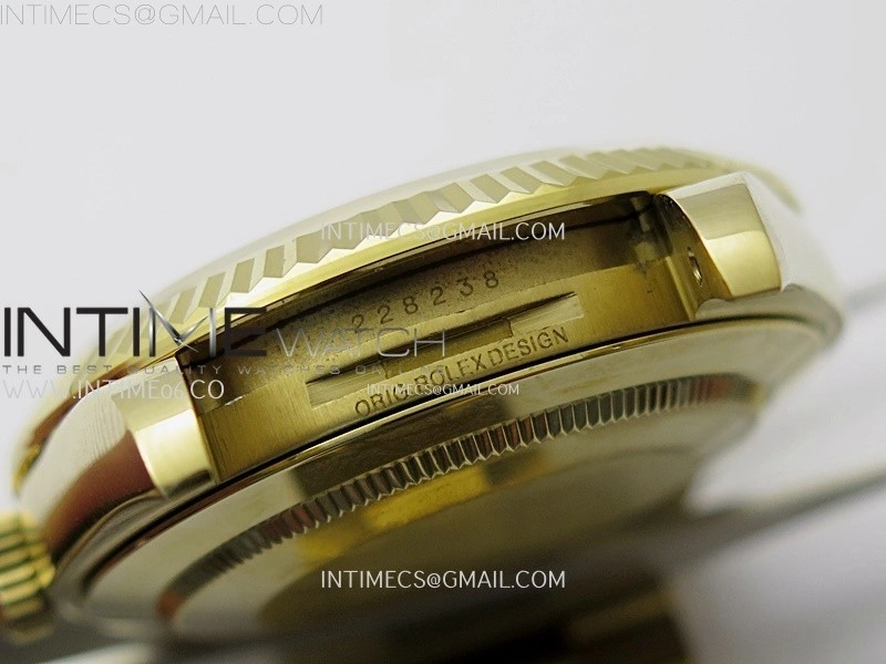 Day Date 228238 40mm 904L YG QF Gain Weight Black Dial T Dia Markers on YG President Bracelet A2836