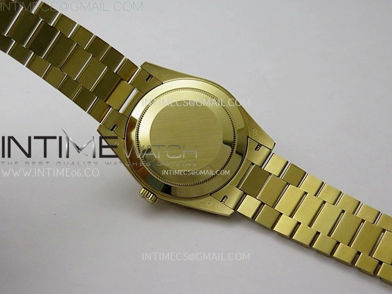 Day Date 228238 40mm 904L YG QF Gain Weight Green Dial Roman Markers on YG President Bracelet A2836