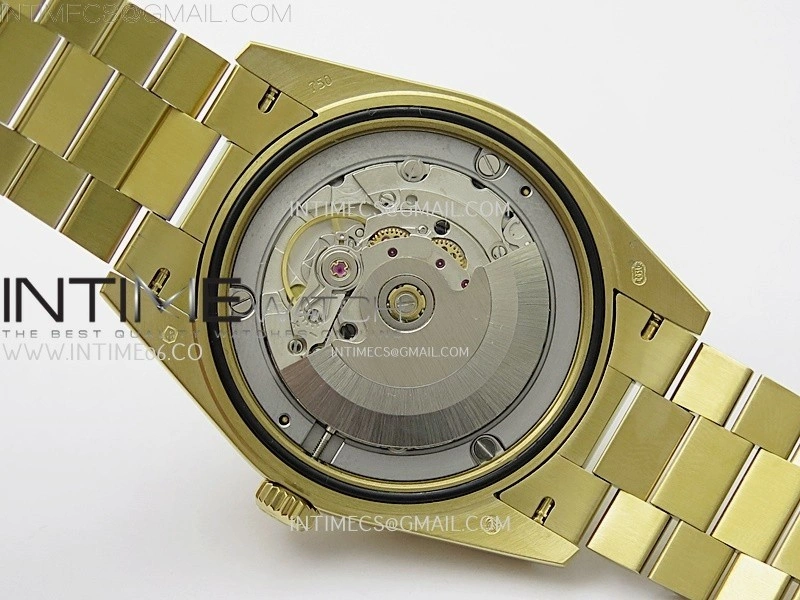 Day Date 228238 40mm 904L YG QF Gain Weight Green Dial Roman Markers on YG President Bracelet A2836