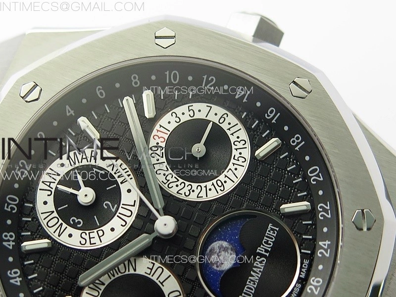 Royal Oak 41mm Complicated 26574 SS APSF1:1 Best Edition Black Silver Dial on SS Bracelet A5134