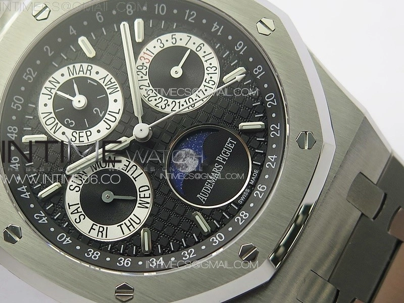 Royal Oak 41mm Complicated 26574 SS APSF1:1 Best Edition Black Silver Dial on SS Bracelet A5134