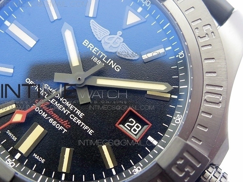 Avenger BlackBird 44mm DLC GF 1:1 Best Edition Titanium Case Black Dial On Black Rubber Strap A2824 V4