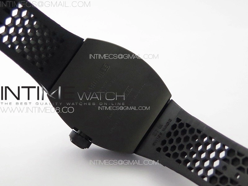 RM027 Titanium DLC Real Tourbillon YSF Best Edition Skeleton Skull Dial on Black Rubber Strap