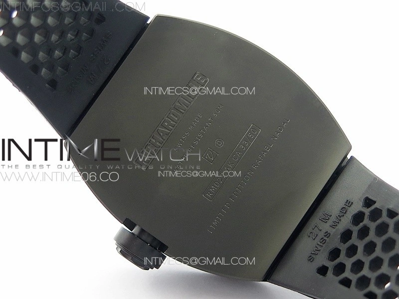 RM027 Titanium DLC Real Tourbillon YSF Best Edition Skeleton Skull Dial on Black Rubber Strap
