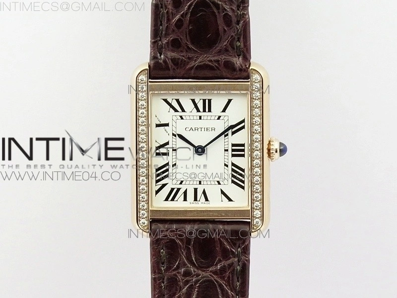 Tank Solo Ladies 25mm Dia Bezel RG AF 1:1 Best Edition White Dial on Brown Leather Strap Ronda Quartz