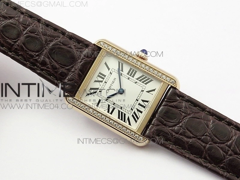 Tank Solo Ladies 25mm Dia Bezel RG AF 1:1 Best Edition White Dial on Brown Leather Strap Ronda Quartz