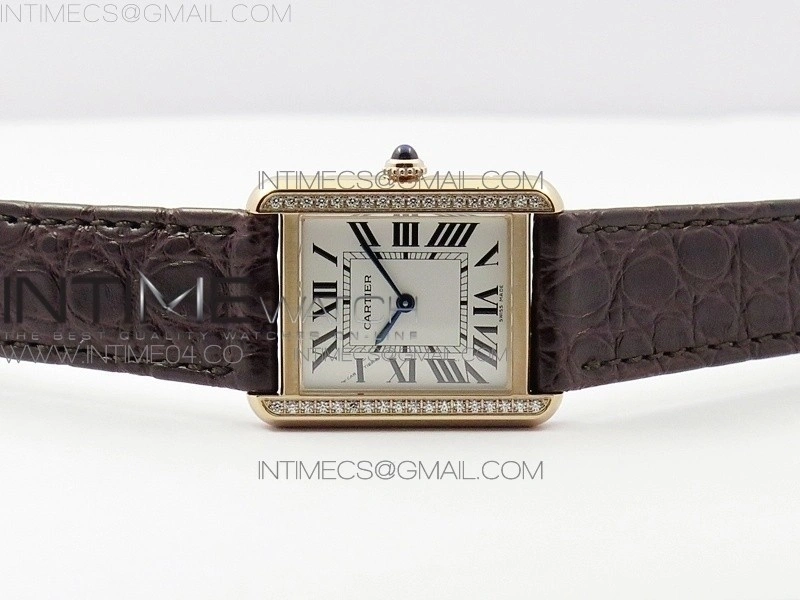 Tank Solo Ladies 25mm Dia Bezel RG AF 1:1 Best Edition White Dial on Brown Leather Strap Ronda Quartz