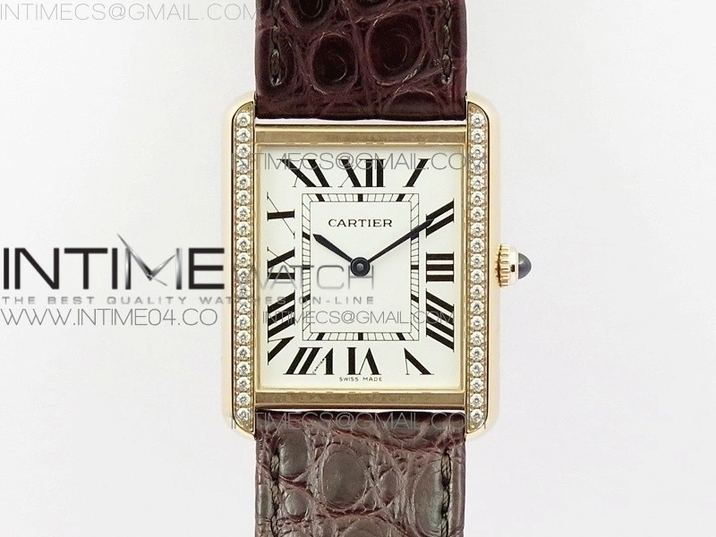 Tank Solo Ladies 28mm Dia Bezel RG AF 1:1 Best Edition White Dial on Brown Leather Strap Ronda Quartz