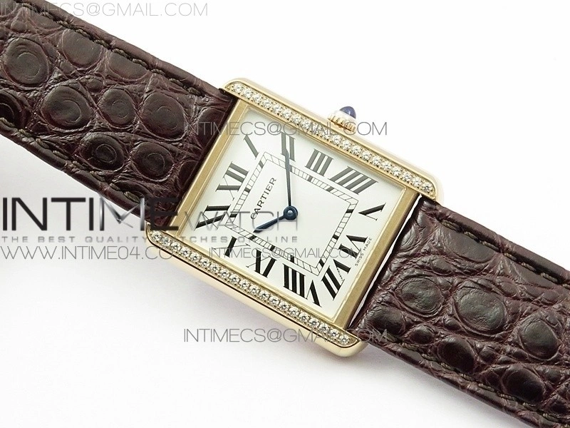 Tank Solo Ladies 28mm Dia Bezel RG AF 1:1 Best Edition White Dial on Brown Leather Strap Ronda Quartz