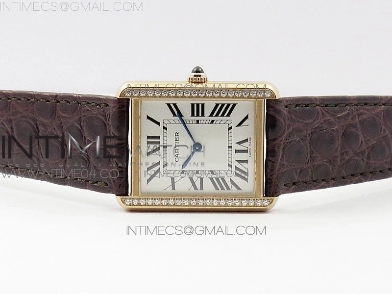 Tank Solo Ladies 28mm Dia Bezel RG AF 1:1 Best Edition White Dial on Brown Leather Strap Ronda Quartz