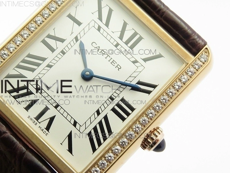 Tank Solo Ladies 28mm Dia Bezel RG AF 1:1 Best Edition White Dial on Brown Leather Strap Ronda Quartz