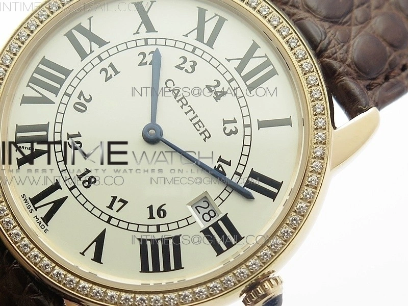 Ronde Solo de Cartier 36mm K11 RG Dia 1:1 Best Edition White Dial on Brown croco leather strap Ronda Quartz