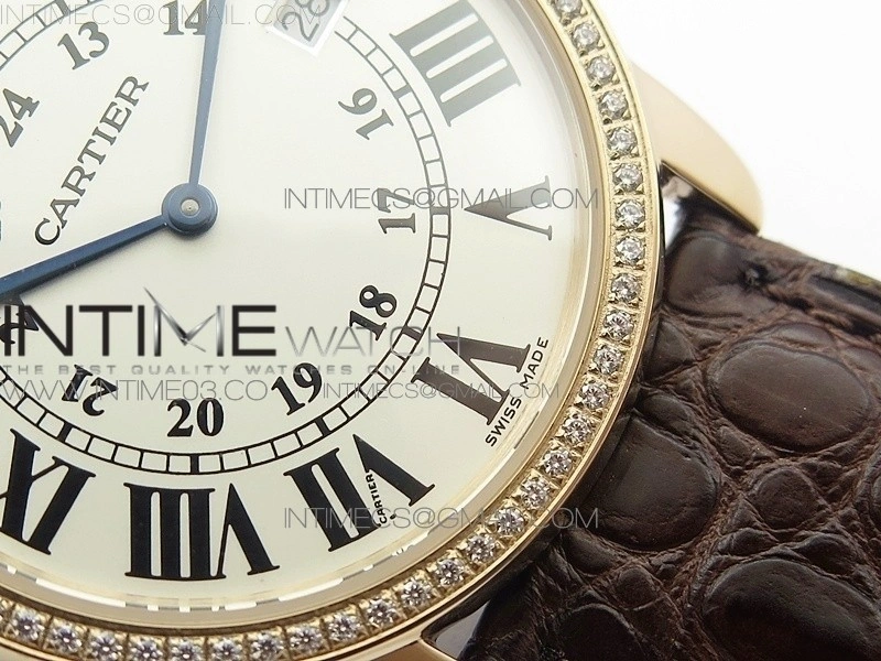 Ronde Solo de Cartier 36mm K11 RG Dia 1:1 Best Edition White Dial on Brown croco leather strap Ronda Quartz