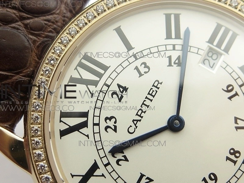 Ronde Solo de Cartier 36mm K11 RG Dia 1:1 Best Edition White Dial on Brown croco leather strap Ronda Quartz