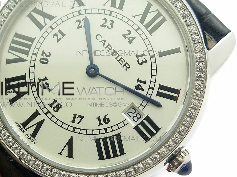 Ronde Solo de Cartier 36mm K11 SS Dia 1:1 Best Edition White Dial on Black croco leather strap Ronda Quartz