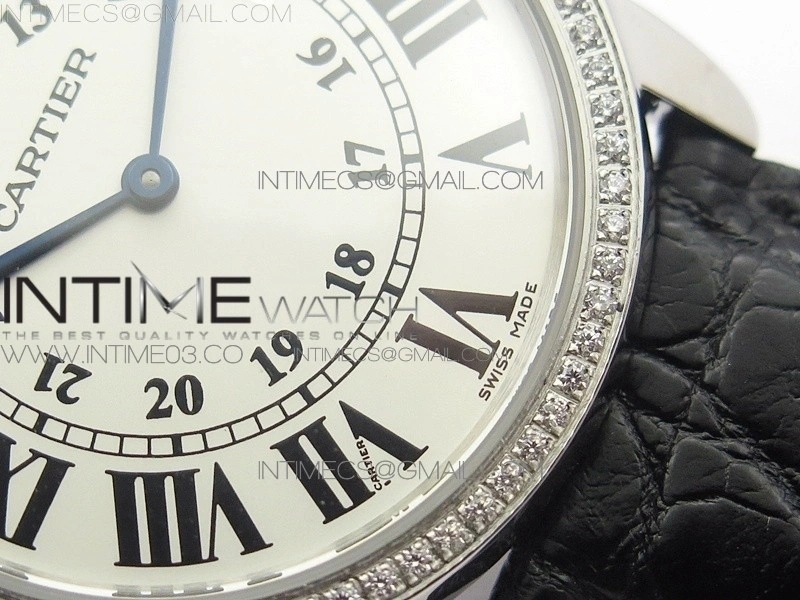 Ronde Solo de Cartier 36mm K11 SS Dia 1:1 Best Edition White Dial on Black croco leather strap Ronda Quartz