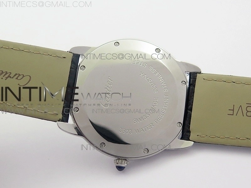 Ronde Solo de Cartier 36mm K11 SS Dia 1:1 Best Edition White Dial on Black croco leather strap Ronda Quartz