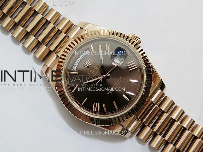 Day Date 228235 40mm RG KF 1:1 Best Edition Brown Dial Roman Markers On RG President Bracelet SA3255