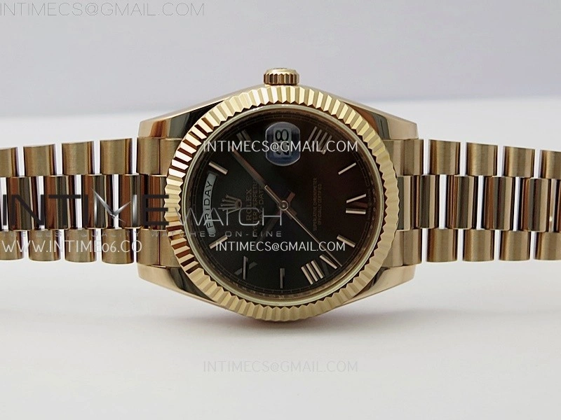 Day Date 228235 40mm RG KF 1:1 Best Edition Brown Dial Roman Markers On RG President Bracelet SA3255