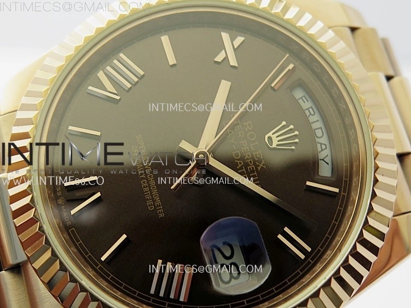 Day Date 228235 40mm RG KF 1:1 Best Edition Brown Dial Roman Markers On RG President Bracelet SA3255