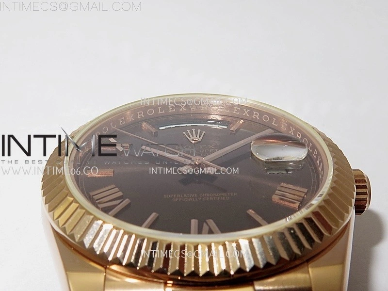 Day Date 228235 40mm RG KF 1:1 Best Edition Brown Dial Roman Markers On RG President Bracelet SA3255
