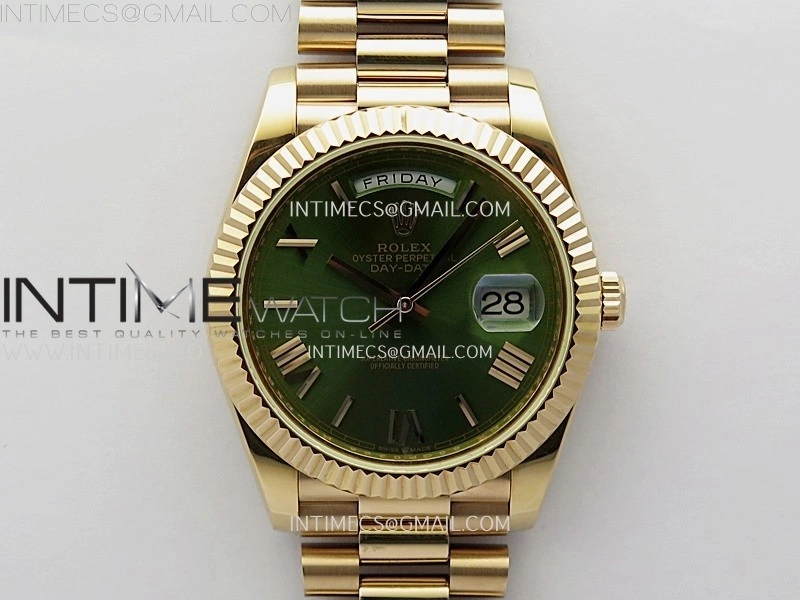 Day Date 228235 40mm RG KF 1:1 Best Edition Green Dial Roman Markers On RG President Bracelet SA3255