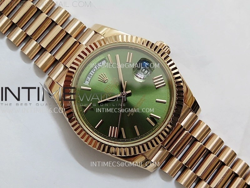 Day Date 228235 40mm RG KF 1:1 Best Edition Green Dial Roman Markers On RG President Bracelet SA3255