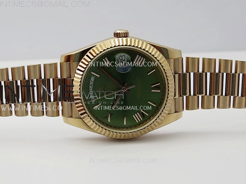 Day Date 228235 40mm RG KF 1:1 Best Edition Green Dial Roman Markers On RG President Bracelet SA3255