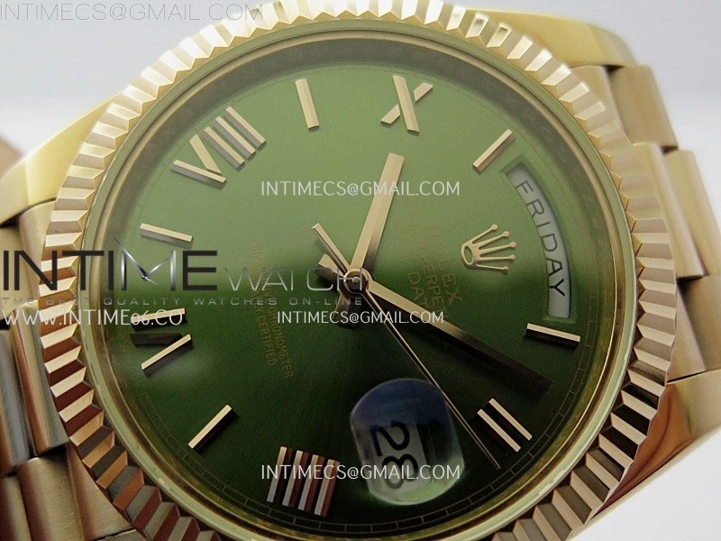 Day Date 228235 40mm RG KF 1:1 Best Edition Green Dial Roman Markers On RG President Bracelet SA3255