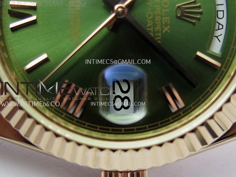Day Date 228235 40mm RG KF 1:1 Best Edition Green Dial Roman Markers On RG President Bracelet SA3255