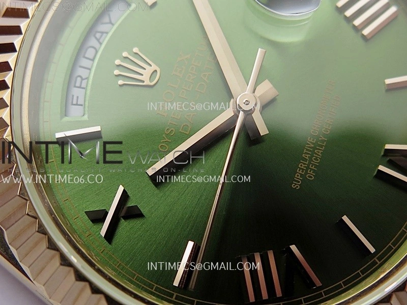 Day Date 228235 40mm RG KF 1:1 Best Edition Green Dial Roman Markers On RG President Bracelet SA3255