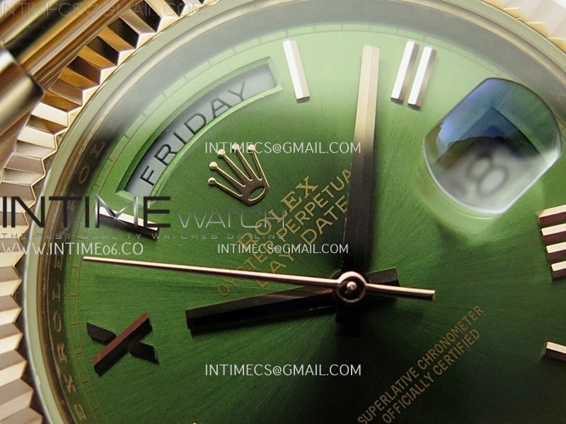 Day Date 228235 40mm RG KF 1:1 Best Edition Green Dial Roman Markers On RG President Bracelet SA3255