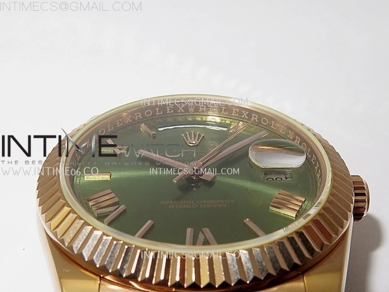 Day Date 228235 40mm RG KF 1:1 Best Edition Green Dial Roman Markers On RG President Bracelet SA3255