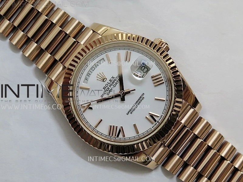 Day Date 228235 40mm RG KF 1:1 Best Edition White Dial Roman Markers On RG President Bracelet SA3255